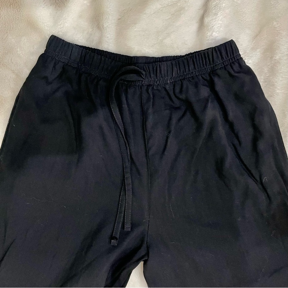 Black Rayon Pants Small Petite SP CM Shapes Petite Elastic Waist Loose Fit - Picture 3 of 7